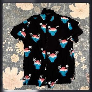 No Boundaries Black Tropical Print Shirt